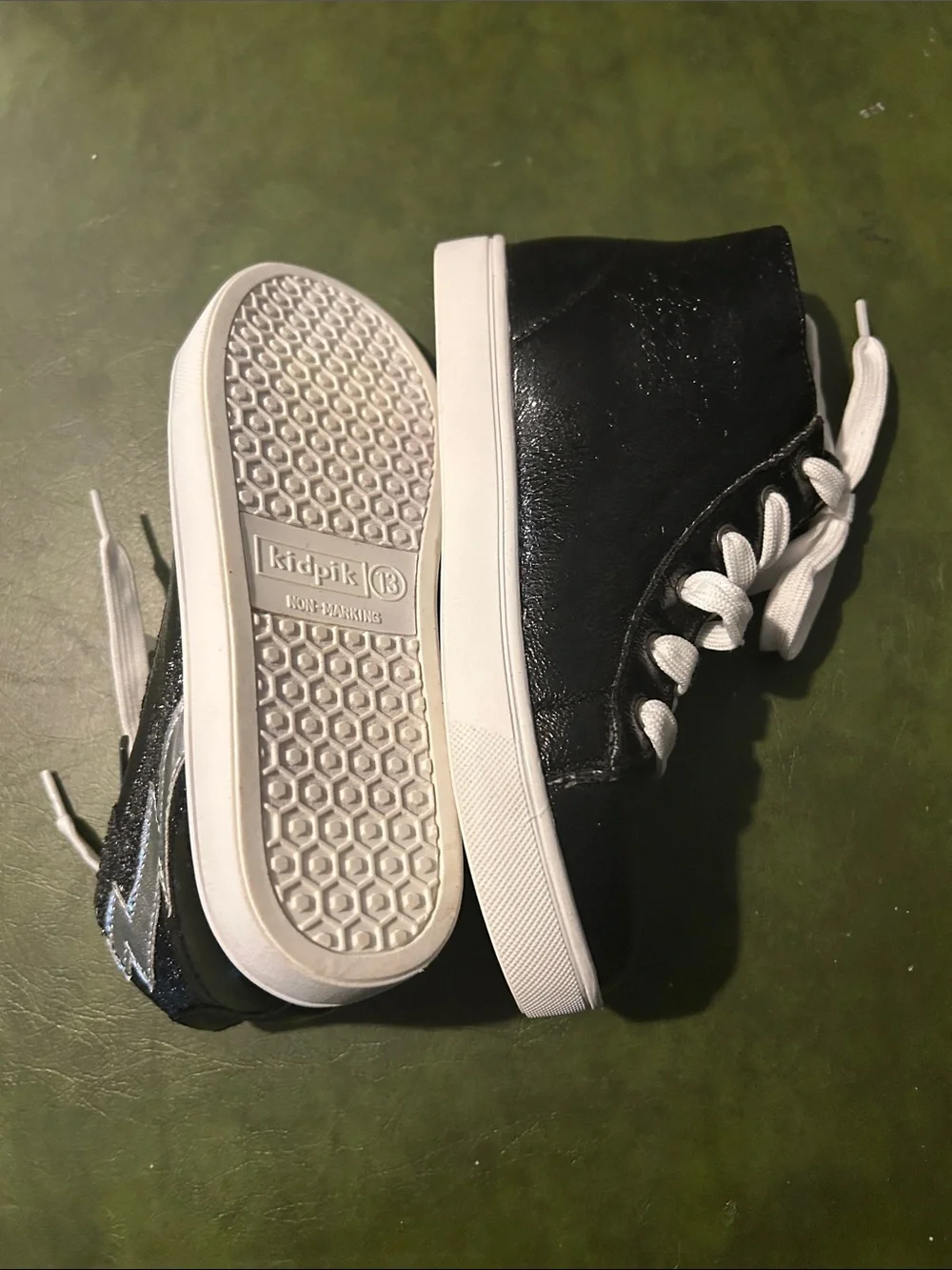 kidpik Black High-Top Sneakers with White Laces